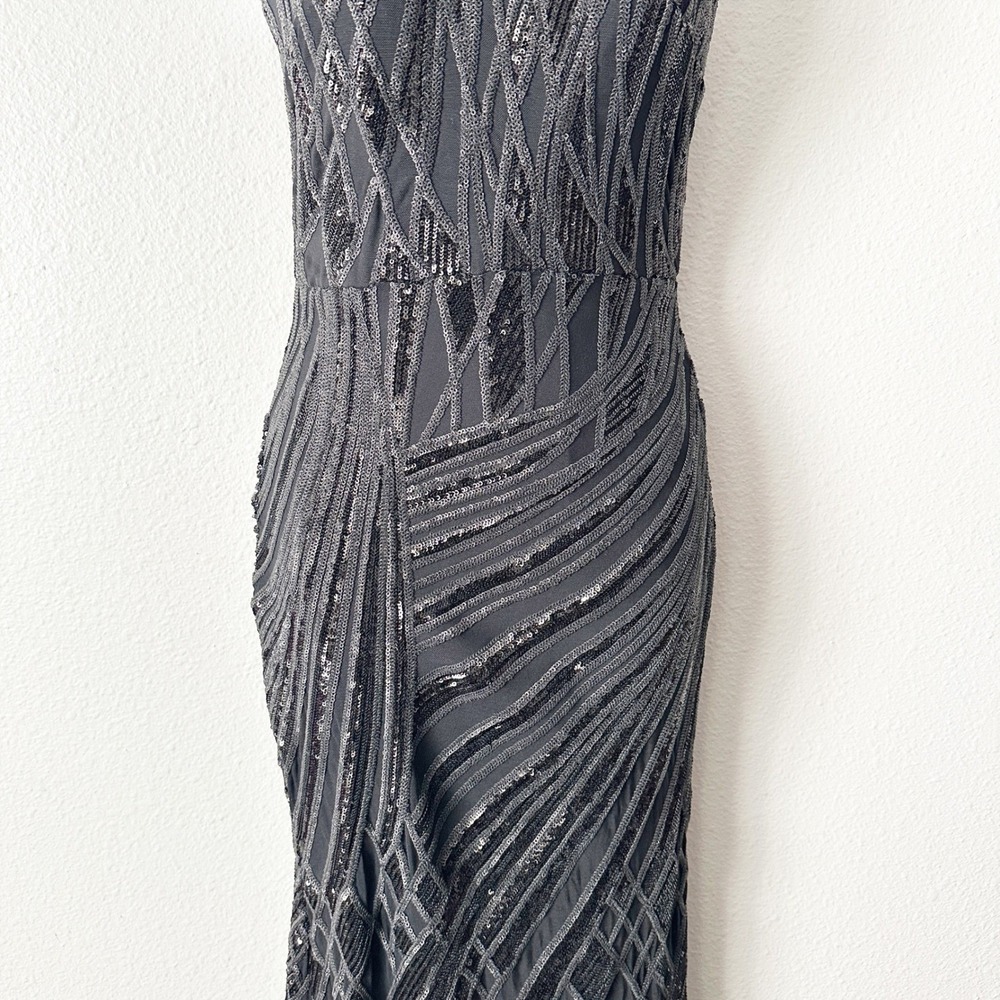 AQUA Sequin Argyle Halter Neck Floor‎ Length Trumpet Mermaid Gown Dress Size 2 - Picture 4 of 14